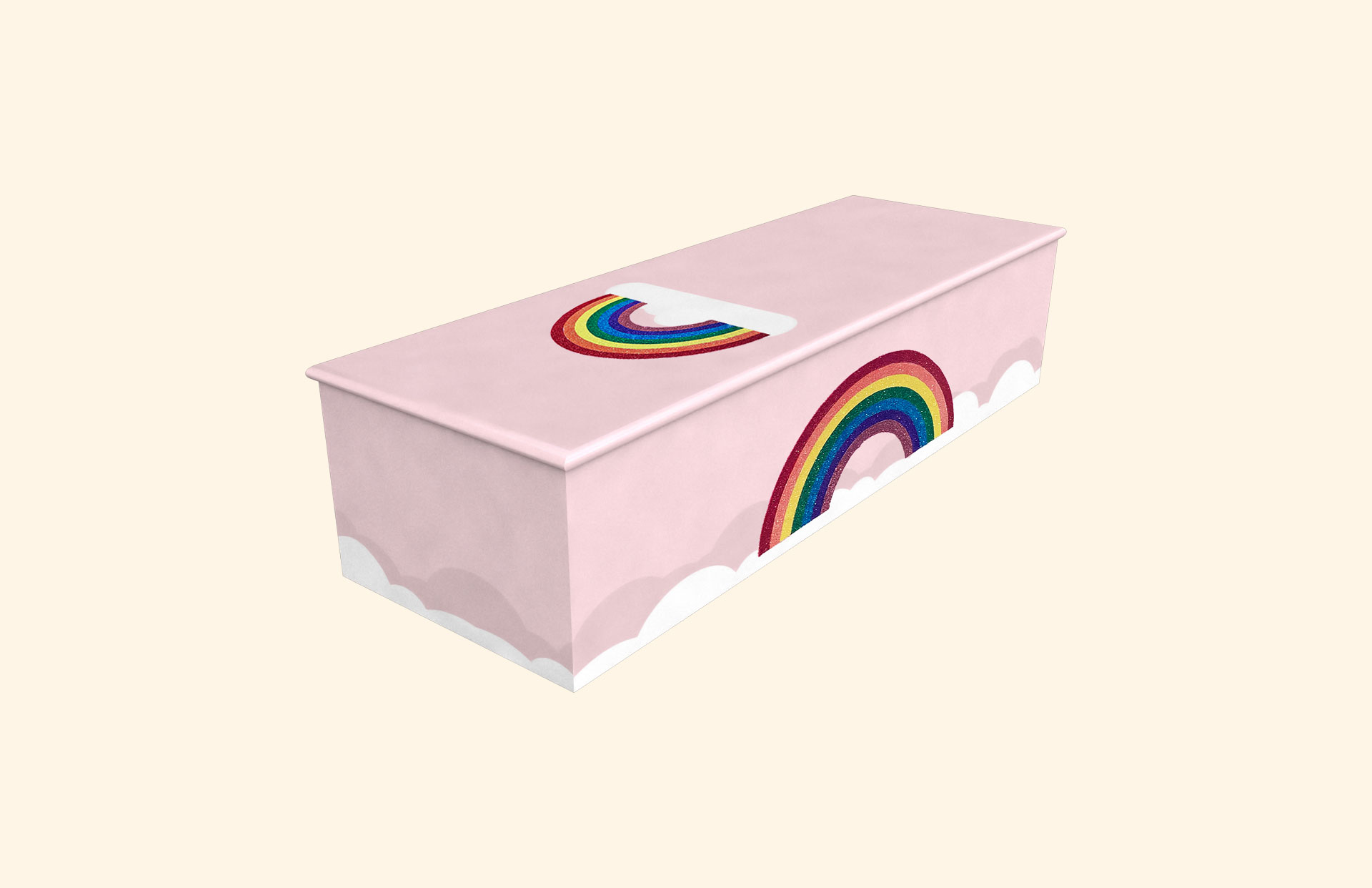 Glittering Rainbow Baby Pink child casket